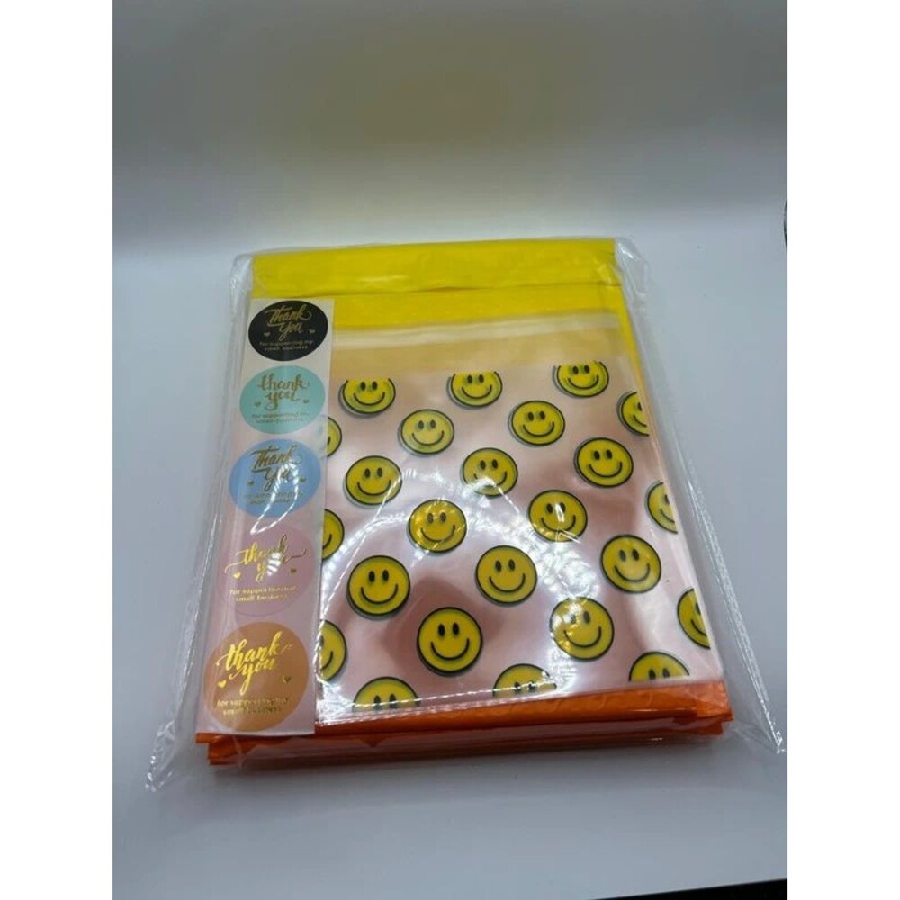 5 pack yellow orange ombré matte bubble mailers with stickers and smiley face ba
